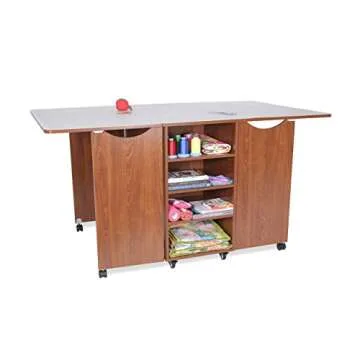 Arrow Sewing Sewing Furniture Kookaburra Cutting Table, Model K3451, Cutting, Quilting, Art and Crafting Table with Storage, Ash White Finish