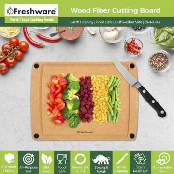 Freshware Wood Cutting Boards: Eco-Friendly, Knife Friendly, Dishwasher Safe Set