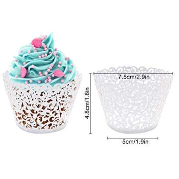 JinHuiCheng 50 pcs Lace Cupcake Wrappers - Elegant Party Decor