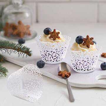 Elegant JinHuiCheng 50 pcs Cupcake Wrappers for Parties