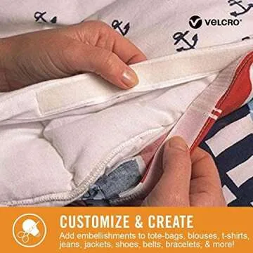 VELCRO Brand Sticky Back for Fabrics, 10 Ft Bulk Roll No Sew Tape with Adhesive, Cut Strips to Length Permanent Bond to Clothing for Hemming Replace Zippers and Snaps, White