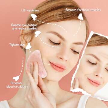 Gua Sha Rose Quartz Massage Tool for Facial Therapy