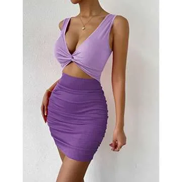 Stylish Verdusa Colorblock Cut Out Bodycon Mini Dress