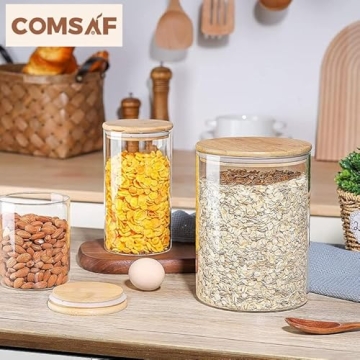 Stylish ComSaf Glass Jars with Airtight Lids for Storage