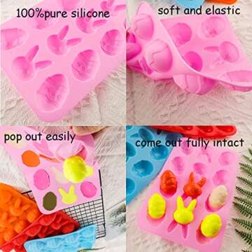 Easter Bunny & Egg Silicone Molds Set - 4 Cute Designs