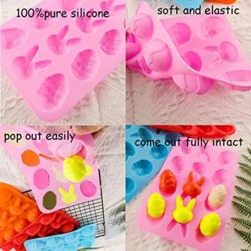Easter Bunny & Egg Silicone Molds Set - 4 Cute Designs