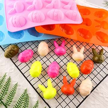 Easter Bunny & Egg Silicone Molds Set - 4 Cute Designs
