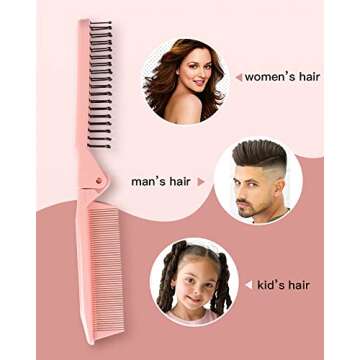 Folding Combs Big tooth Comb - Portable Travel Folding Hair Comb Double Headed Pocket Hair Comb Wide Tooth Comb for Curly Hair Thick Wavy (Set of 3)