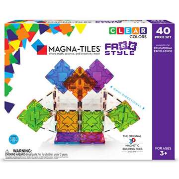 MAGNA-TILES Freestyle 40-Piece Magnetic Construction Set, The ORIGINAL Magnetic Building Brand