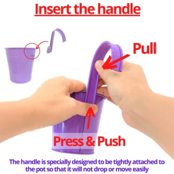 LaLaGreen Hanging Planters Outdoor -10 Pack, 6 Inch Colorful Large Metal Flower Pot, Balcony Planters Railing Hanging Herb Garden Iron Hanging Plant Buckets for Fence Rail Deck Porch Outside Wall