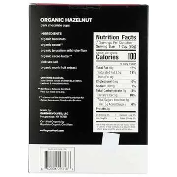 Evolved Organic Hazelnut Dark Chocolate Cups, .71 oz each (Pack of 7)
