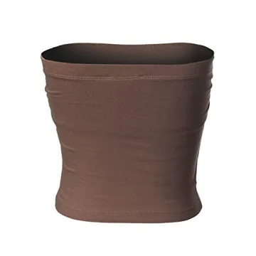 MixMatchy Women's Mocha Double Layer Tube Top with Bra