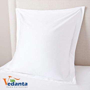 European Square Pillow Shams Set of 2 White 600 Thread Count 100% Natural Cotton Pack of Two Euro 26 x 26 Pillow Shams Cushion Cover, Cases Super Soft Decorative (White, European 26''x26'')