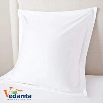 European Square Pillow Shams Set of 2 White 600 Thread Count 100% Natural Cotton Pack of Two Euro 26 x 26 Pillow Shams Cushion Cover, Cases Super Soft Decorative (White, European 26''x26'')