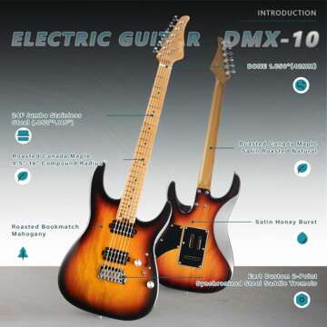 EART Guitars Roasted Maple Neck Stainless Steel Fret Floating Tremolo Ten Tones Fusion Electric Guit...