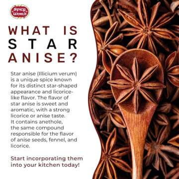 Spicy World Star Anise Whole Pods 6 Oz Bag -Premium Quality, Vegan, All Natural, Dried, Great for Baking & Tea
