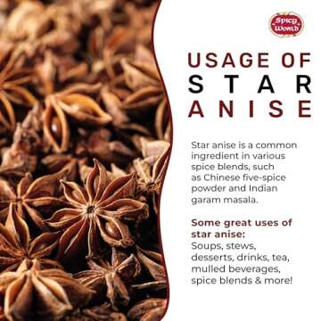 Spicy World Star Anise Whole Pods 6 Oz Bag -Premium Quality, Vegan, All Natural, Dried, Great for Baking & Tea
