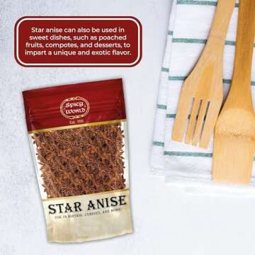 Spicy World Star Anise Whole Pods 6 Oz Bag -Premium Quality, Vegan, All Natural, Dried, Great for Baking & Tea