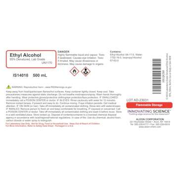 95% Ethyl Alcohol, 16oz - Denatured Ethanol Alcohol - Laboratory-Grade, Not for Topical Use - The Curated Chemical Collection