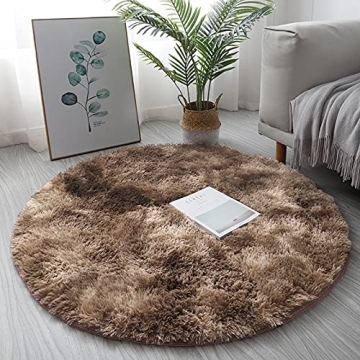 MIEMIE 4x4 Soft Round Area Rug for Bedroom Modern Fluffy Circle Rug for Kids Girls Baby Room Indoor ...