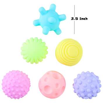 Tamu style Puppy Chew Toys for Teething, 6 Pack, Soft Colorful Vinyl, Fun Ball Shapes, Mentally Stim...