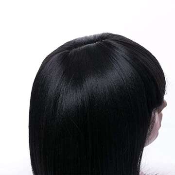 Rosa Star Short Bob Wig with Bangs Straight Synthetic Hair Wigs for Women (Black)