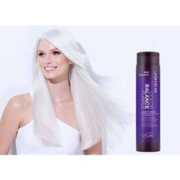 Color Balance Purple Conditioner | For Cool Blonde, Gray Hair | Eliminate Brassy Yellow Tones | Boost Color Vibrancy & Shine | UV Protection | With Rosehip Oil & Green Tea Extract | 10.1 Fl Oz