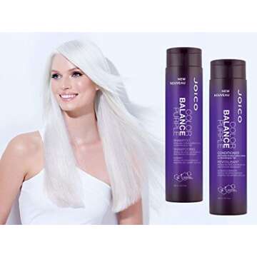 Color Balance Purple Conditioner | For Cool Blonde, Gray Hair | Eliminate Brassy Yellow Tones | Boost Color Vibrancy & Shine | UV Protection | With Rosehip Oil & Green Tea Extract | 10.1 Fl Oz
