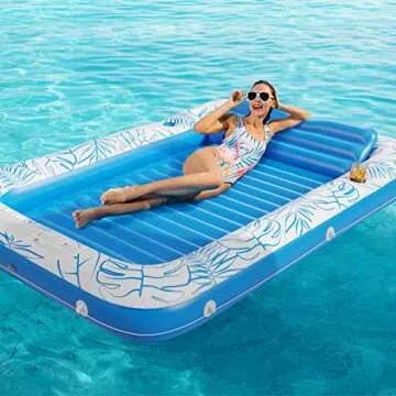 Inflatable Tanning Pool Lounger Float - Jasonwell 4 in 1 Sun Tan Tub Sunbathing Lounge Raft Floatie Toys Water Filled Bed Mat Pad for Kids Adult Blow Up Kiddie Ball Pit Pool (XL)