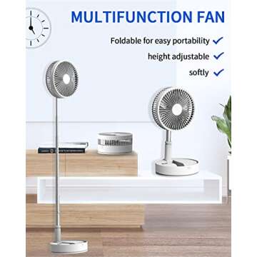 Oscillating Fan with Remote Control, 7200mAh Rechargeable Battery Operated Travel Fan for Camping, 4...