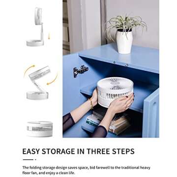 Oscillating Fan with Remote Control, 7200mAh Rechargeable Battery Operated Travel Fan for Camping, 4 Speed, Timer, Height Adjustment Portable Foldable Fan for Travel , Outdoor, Home (White)