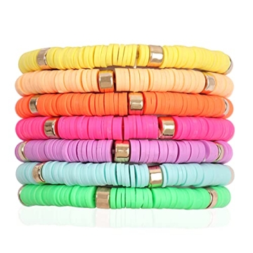 RIAH FASHION Bohemian Multi-Layer Beaded Stacking Statement Bracelets - Versatile Strand Stretch Spa...