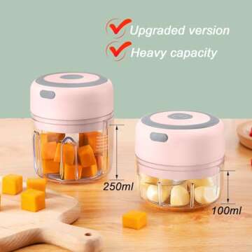 Electric Garlic Chopper, 250ML Food Chopper USB, Mini Vegetable Chopper, Garlic Mincer, Onion Choppe...