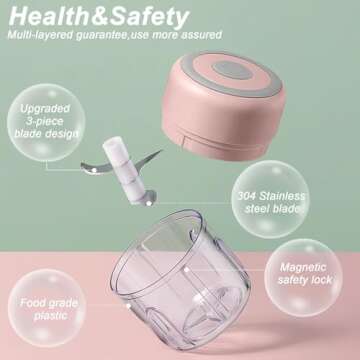 Electric Garlic Chopper, 250ML Food Chopper USB, Mini Vegetable Chopper, Garlic Mincer, Onion Chopper, Portable Small Food Processor for Garlic, Ginger, Chili, Vegetables
