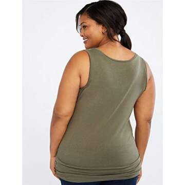 Motherhood Maternity Women's Maternity Sleeveless Scoop Neck Side Ruched Tank Top, Beetle, 2X