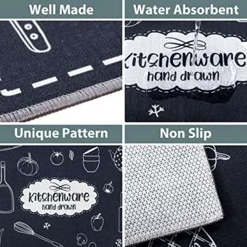 Carvapet 2-Piece Non-Slip Kitchen Rug Set – TPR Backing Mats for Doorway, Bathroom, and Kitchen, Durable Runner Rug Set Includes 17"x48" and 17"x24" Sizes Stylish, Practical Skid-Resistant Design