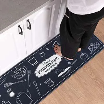 Carvapet 2-Piece Non-Slip Kitchen Rug Set – TPR Backing Mats for Doorway, Bathroom, and Kitchen, Durable Runner Rug Set Includes 17"x48" and 17"x24" Sizes Stylish, Practical Skid-Resistant Design