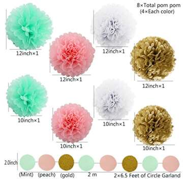 HEARTFEEL Mint Baby Pink Gold Decorations for Events