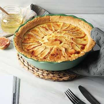 Sweejar Ceramic Pie Pan for Baking, 10 Inches Round Baking Dish for Dinner, Non-Stick Pie Plate with...