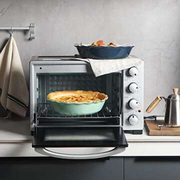 Sweejar Ceramic Pie Pan for Baking, 10 Inches Round Baking Dish for Dinner, Non-Stick Pie Plate with Soft Wave Edge for Apple Pie, Pumpkin Pie, Pot Pies (Green)