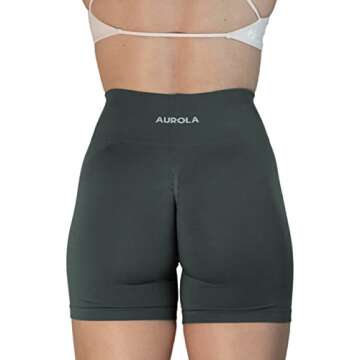 AUROLA Intensify 3.6 Workout Shorts for Women Seamless Scrunch High Waist Gym Yoga Running Active Short Steel Grey