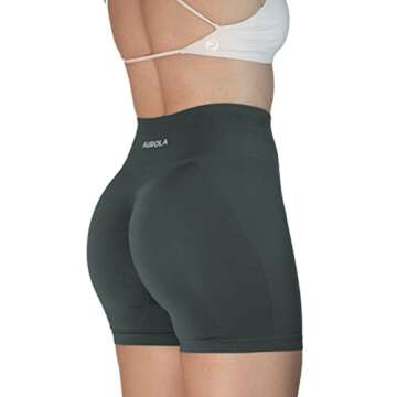 AUROLA Intensify 3.6 Workout Shorts for Women Seamless Scrunch High Waist Gym Yoga Running Active Short Steel Grey