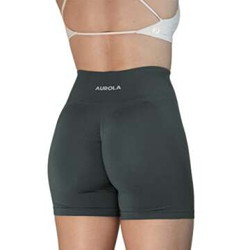 AUROLA Intensify 3.6 Workout Shorts for Women Seamless Scrunch High Waist Gym Yoga Running Active Short Steel Grey
