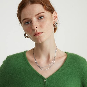 HESSAWELL Silver Chunky Hoop Earrings Women Hypoallergenic