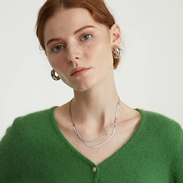 HESSAWELL Silver Chunky Hoop Earrings Women Hypoallergenic