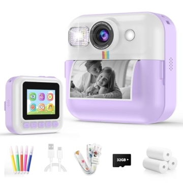 Kids Camera Instant Print, Christmas Birthday Gifts for Girls Boys, Children Digital Camera with 32G...