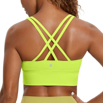 CRZ YOGA Womens Strappy Longline Sports Bra - Medium Impact Criss Cross Yoga Padded Bras Workout Cro...