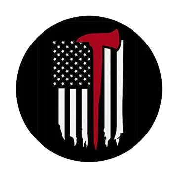 Firefighter Axe USA Flag Thin Red Line Gift Design on Black PopSockets PopGrip: Swappable Grip for Phones & Tablets