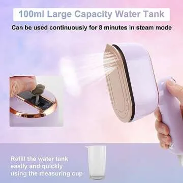 Steam Iron for Clothes, HYNXM Travel Steamer for Clothes, 1000W Portable Handheld Steamer Iron Support Dry and Wet Ironing 15s Fast Heat Up 180° Rotatable Small Mini Steam Iron for Home and Travel
