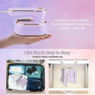 Steam Iron for Clothes, HYNXM Travel Steamer for Clothes, 1000W Portable Handheld Steamer Iron Support Dry and Wet Ironing 15s Fast Heat Up 180° Rotatable Small Mini Steam Iron for Home and Travel